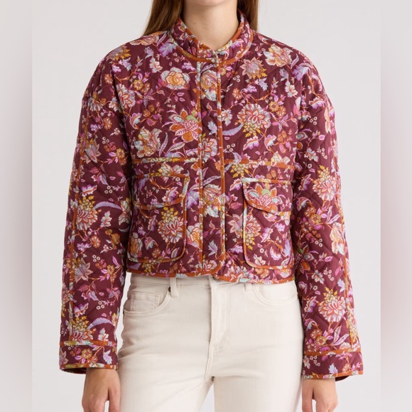 7 For All Mankind Jackets & Blazers - NWT Floral Crop Quilted Barn Jacket
